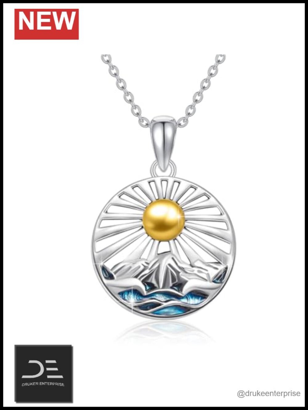 Sterling Silver Mountain Pendant Necklace 18in Nature Jewelry Gift